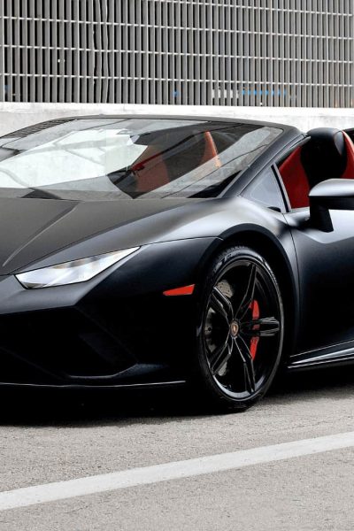Matte-Black-Lamborghini-Huracan-Evo-Spyder-Front-3